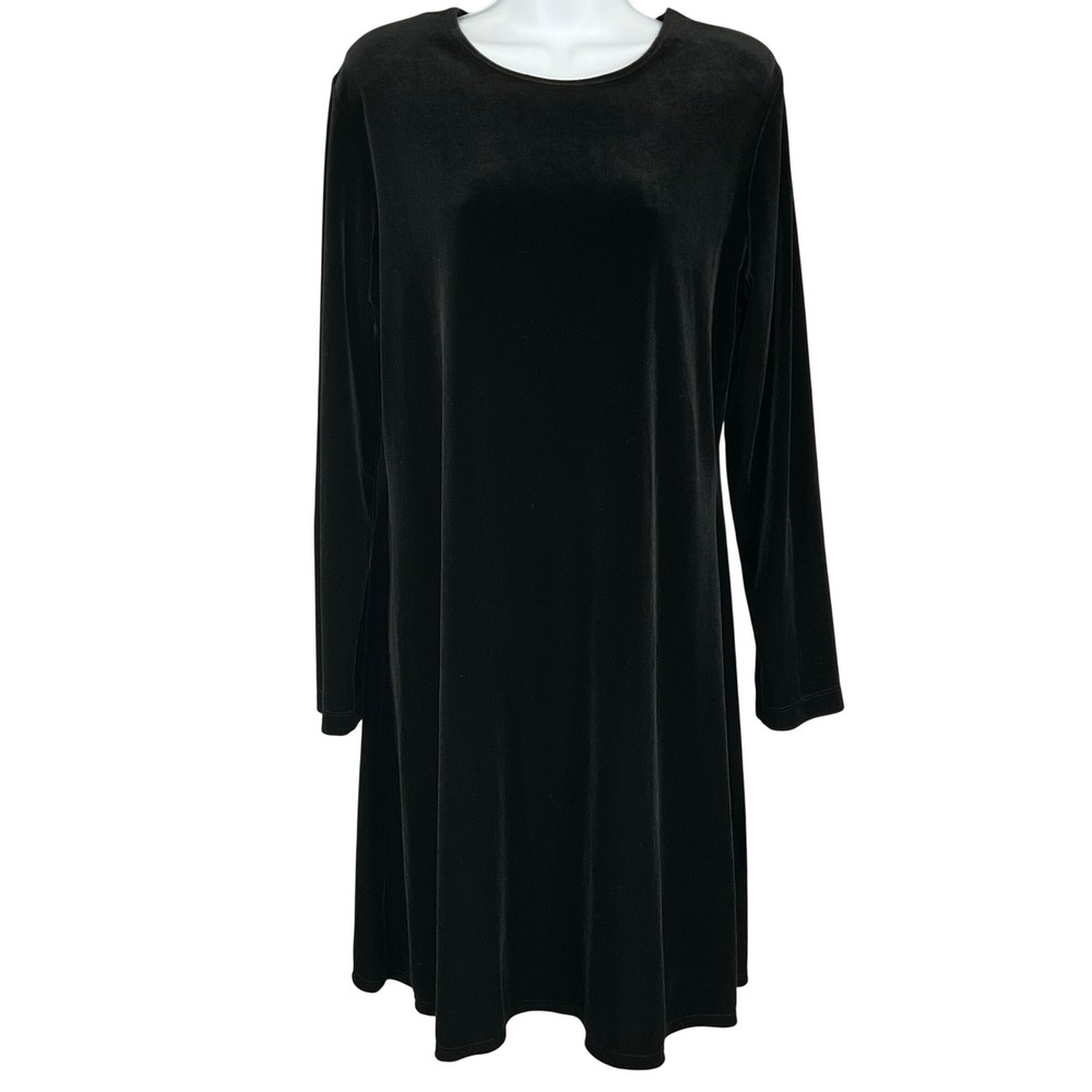 Vintage Teddi Evening Black Velvet Shift‎ Dress Sz 12 Holiday Party Cocktail NEW